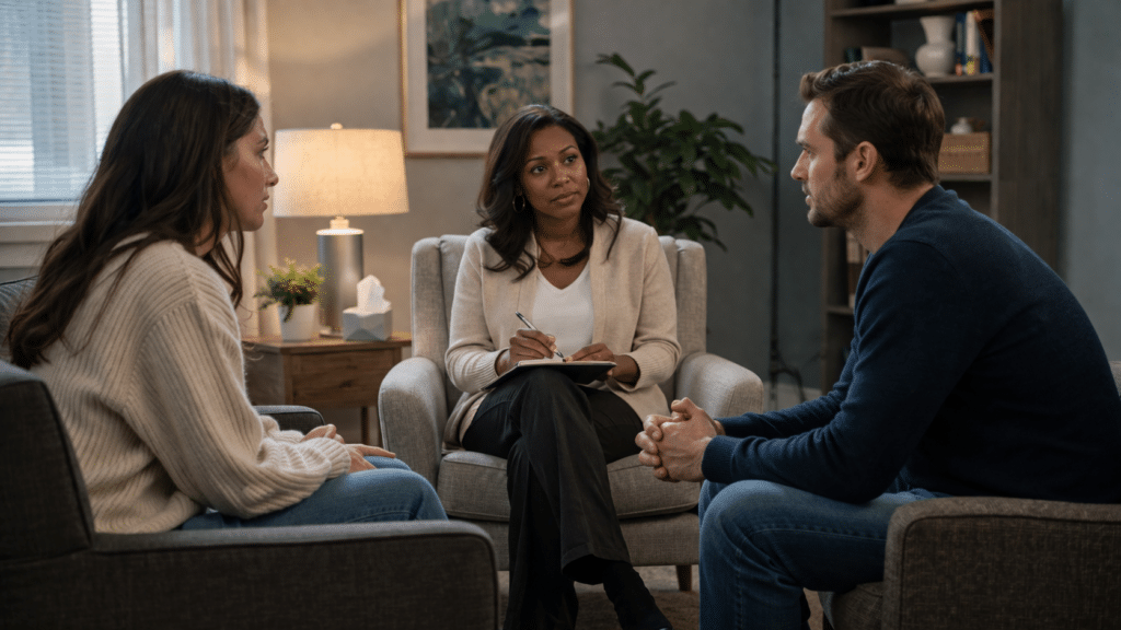 couples counseling session for how to rebuild trust after infidelity