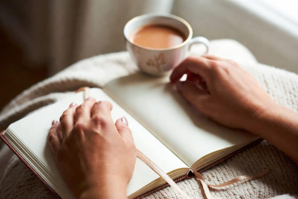 Alt text: grief and loss quiet journaling moment